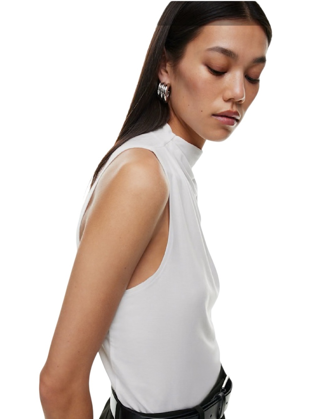 Babaton for Aritzia “Boardroom” Draped Mock Neck Sleeveless Tank - White NWT - Picture 2 of 14